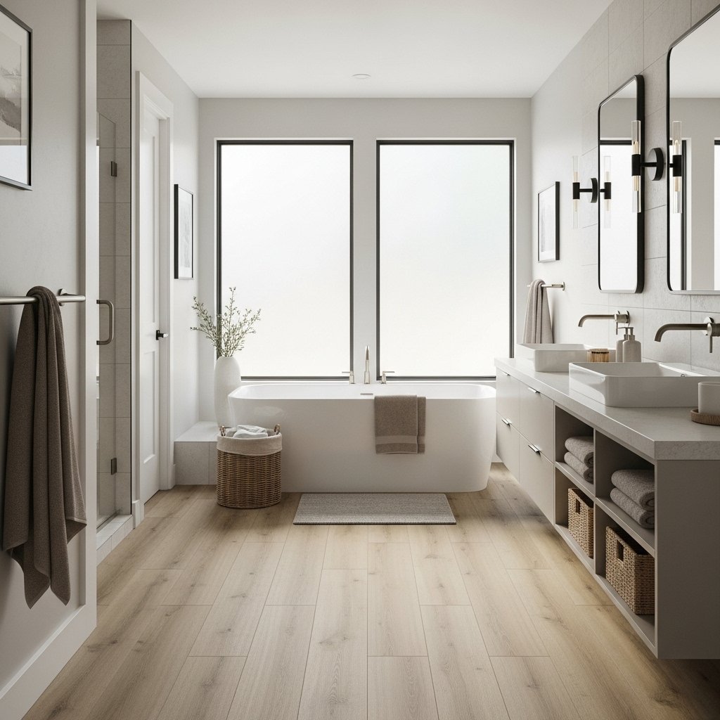Luxury vinyl flooring in the bathroom